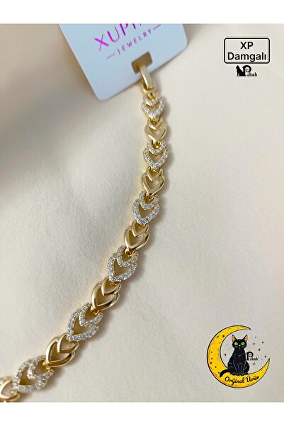 XUPING JEWELRY POKAK Xuping 14K Altın Kaplama Kalpli Zirkon Taşlı Bileklik - ...