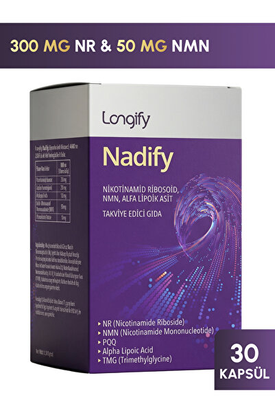 Longify Nadify NR, NMN, PQQ, Alfa Lipoik Asit ve TMG Takviye Edici Gıda 30 Ka...
