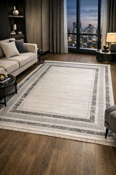 Dinarsu Arora 64879-095 Gri Çerçeveli Üst Kalite Salon Halısı