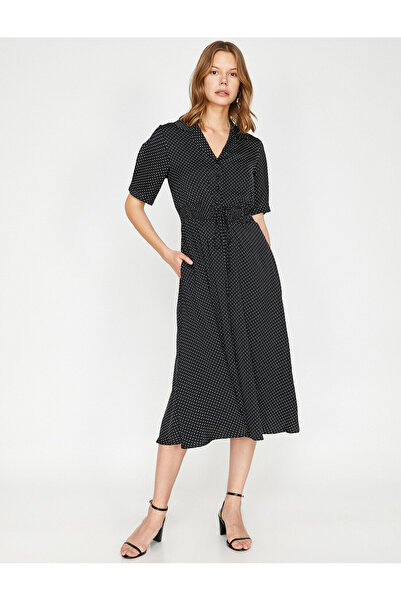 Koton Γυναικείο φόρεμα με μαύρο σχέδιο 9YAK88633PW