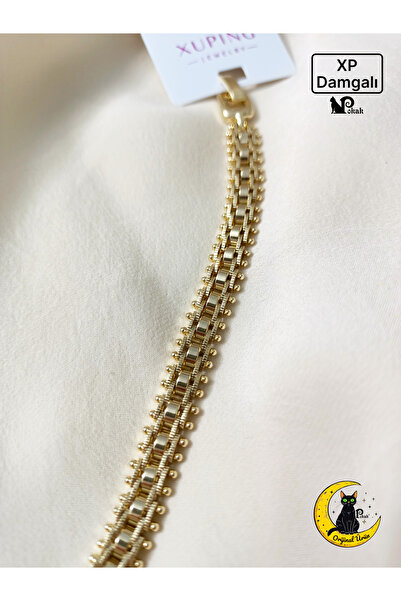 XUPING JEWELRY POKAK Xuping 14K Altın Kaplama Zincir VIP Bileklik - 18.5cm
