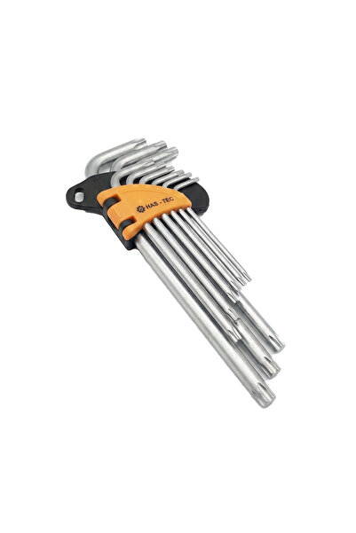 HAS-TEC 9 Piece Star Allen Key Set |   Bright Nickel Plated, Professional Torx Keys, Allen Set