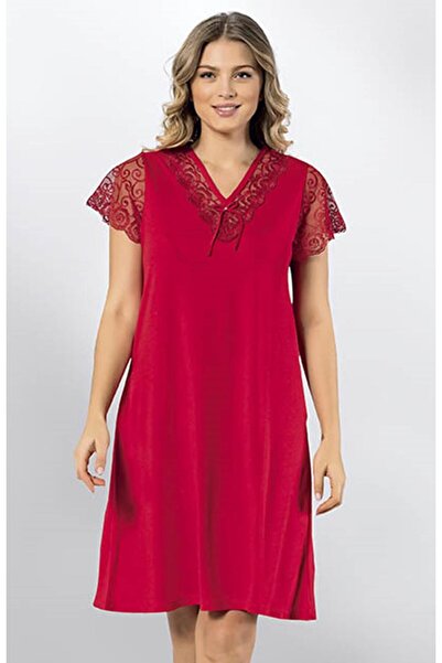 KOTA Güpürlü Kısa Kol Elbise Gecelik (6301)