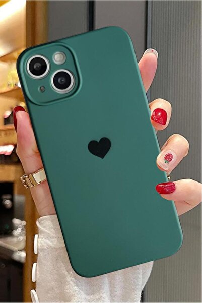 3GEN CASE حافظة مخملية متوافقة مع آيفون 13 مع شعار على شكل قلب وحماية للكاميرا