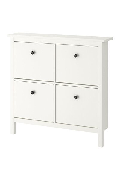 IKEA خزانة أحذية، أبيض، 4 أقسام، العرض: 107 سم العمق: 22 سم الارتفاع: 101 سم