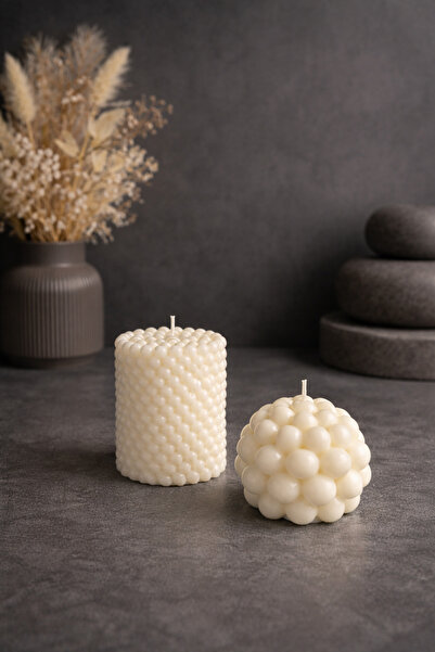 Aliceonline 2’li İnci Model Vanilya Kokulu Doğal Soya Mum Seti