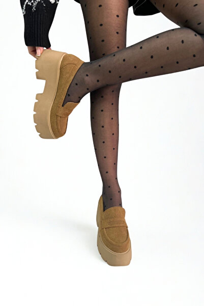 inizio Tan Suede Thick Sole Loafer P9090