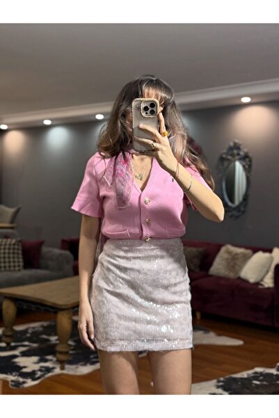 MODAGK Premium Quality Metal Button Detailed Knitwear Blouse