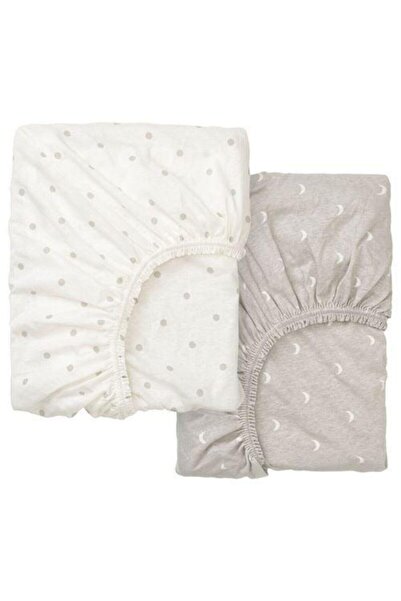 IKEA Set cearșafuri Lenast, alb-maro - pachet de 2