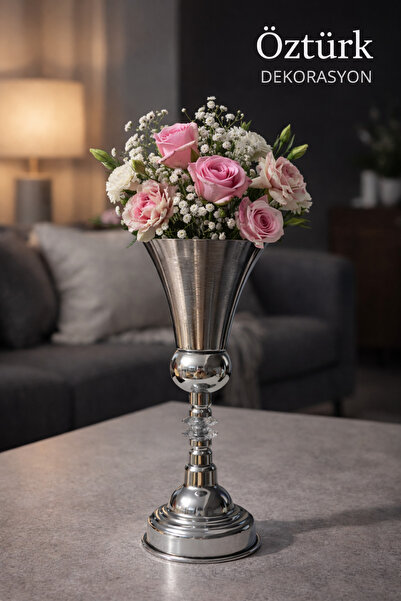 shop Gümüş Vazo Krom Kaplama