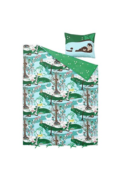 IKEA Children's Duvet Cover Set, Blue-Green, 150X200/50X60 cm Animal Kingdom
