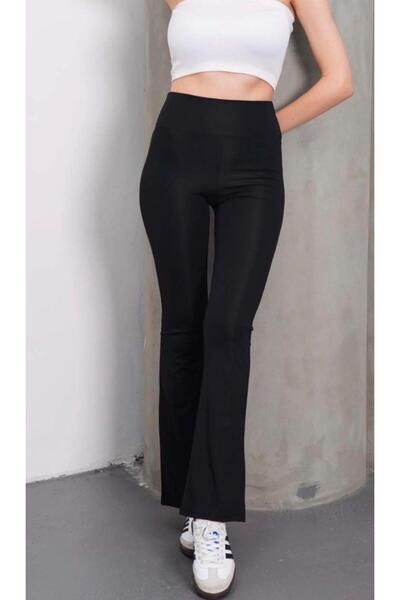 glanour Жіночі чорні високі стягуючі легінси з іспанськими штанинами