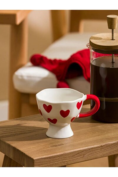 LC Waikiki LCW HOME Beyaz Kalp Desenli Seramik Kupa 250 Ml