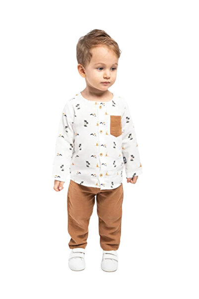 The-kid.co طقم ليتل سيلور من القطن الموسلين 100% - بني