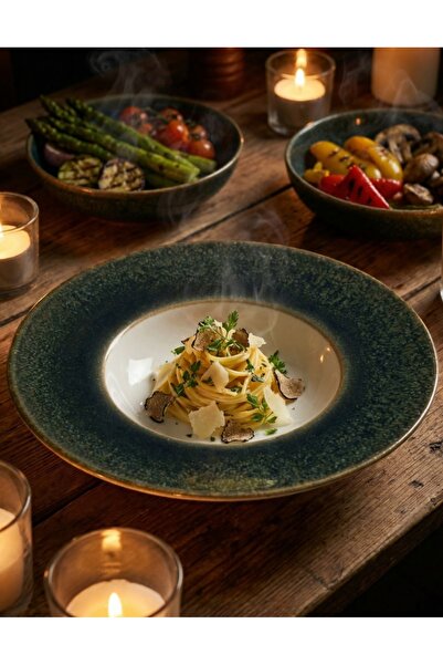 Bonna Ore Mar Mid White Banquet 28 cm Çukur Tabak-Makarna Tabağı-Spagetti Tabağı