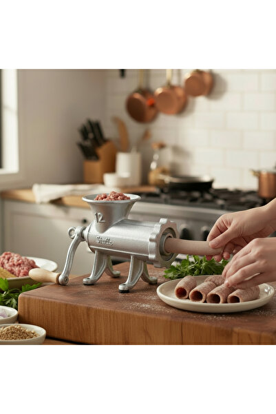 Russet 2'li Shulle 12 lik Kıyma Makinesi + İçli Köfte Aparatı Ev Tipi Et Çekm...