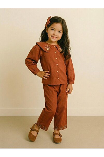 RG Brand Girl's 3-Piece Linen Set |   100% Cotton Blouse, Pants & Headband | ...