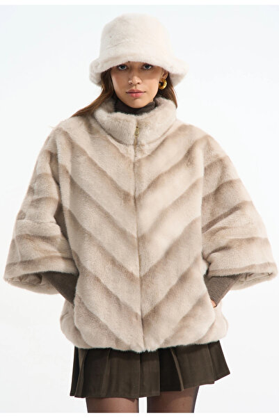 FeteRL Haină din blană artificială ELEGANSIA bej