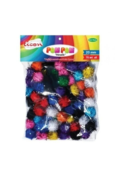 Ticon Pompom Metallic Mixed Colors 70 Pieces 20 mm