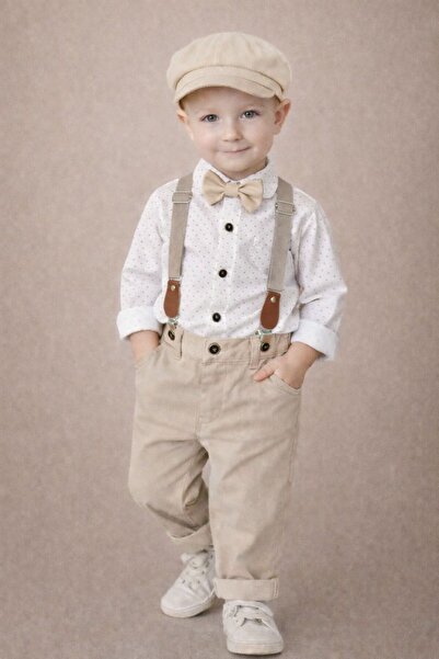 Babexi Askı Kemerli Şapkalı Papyonlu Likralı Gabardin Pantolon Keten Gömlek 5...