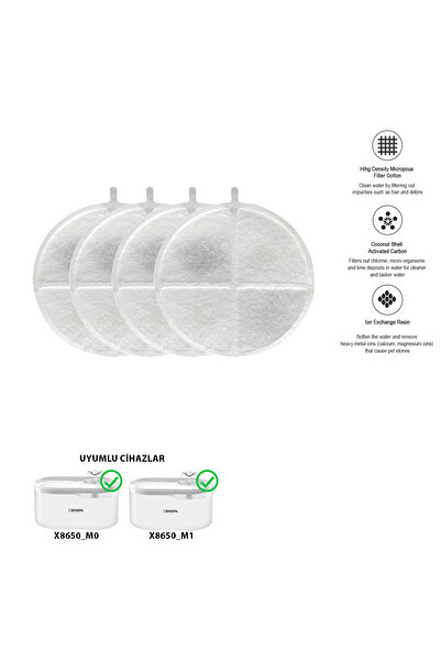 STAYPURE Aktif Karbon Yedek Filtre 4 Adet (Xenon X8650 Su Pınarı Uyumlu)