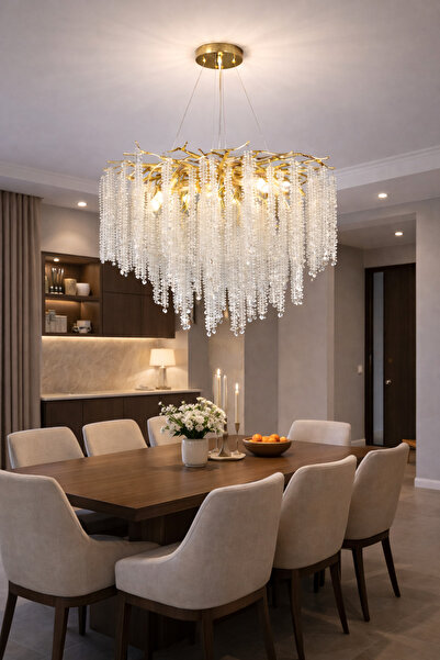 Genel Markalar 2024 MODEL GOLD 60 CM KRİSTAL AĞAÇ LÜX SALON AVİZESİ E14 AMPÜL...