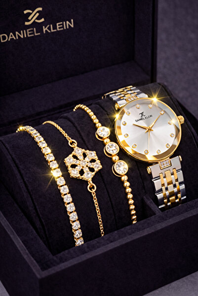 Daniel Klein أصفر فضي - مقاوم للماء - ضمان لمدة عامين - ساعة يد نسائية أصلية ...