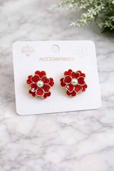 Glamluxe Pearl Earrings with Flower Motif