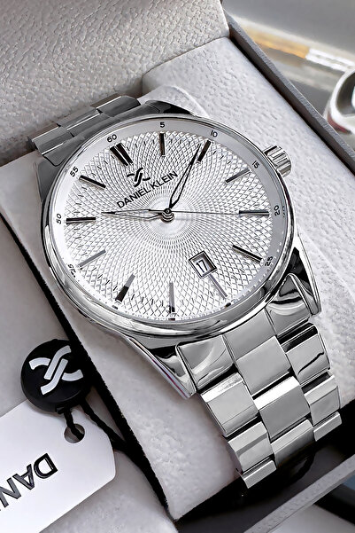Daniel Klein ساعة يد رجالية أصلية 3 أتم مقاومة للماء لون فضي سوار فولاذي DKE2...