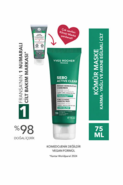 Yves Rocher Karma, Yağlı ve Akneye Eğilimli Ciltler İçin Kömür Maske 75 ml