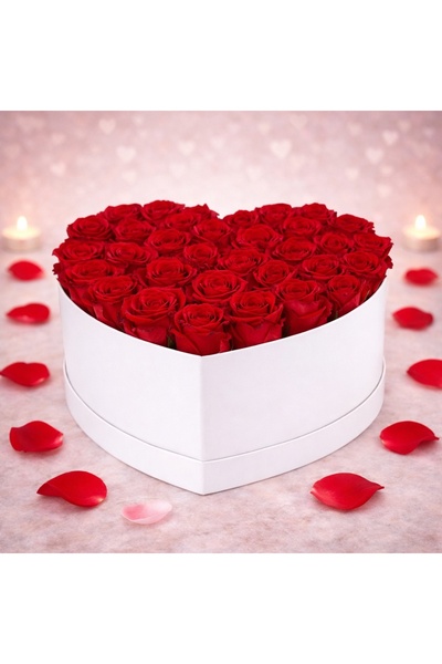 velve Aranjament floral inima cu trandafiri de sapun Special S, rosu, alb si ...