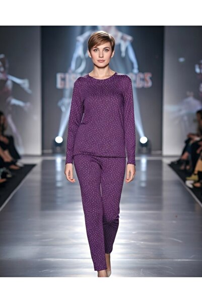 Aydoğan Σετ πιτζάμες Pure Series Purple Napoli με μακριά μανίκια