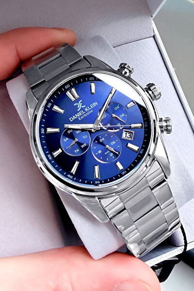 Daniel Klein ساعة يد رجالية حصرية 3 Atm مقاومة للماء فضية اللون سوار فولاذي ه...