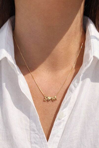 sirius jewelry 925 Ayar Gümüş Bubble 2 Harfli Kolye