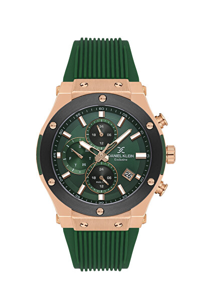 Daniel Klein Exclusive Dark Green Silicone Band Watch for Men DK.1.14228-5