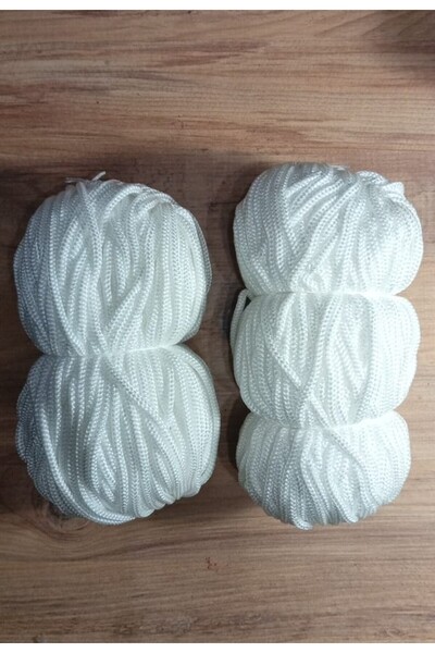 betüşce 6 mm Beyaz Polyester Makrome İpi - 2 çile Hamak ve Salıncak İpi - Tak...