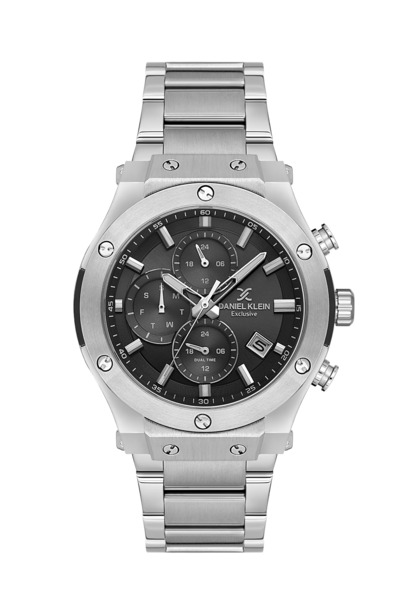 Daniel Klein ساعة رجالية حصرية من الفولاذ المقاوم للصدأ باللون الفضي DK.1.142...