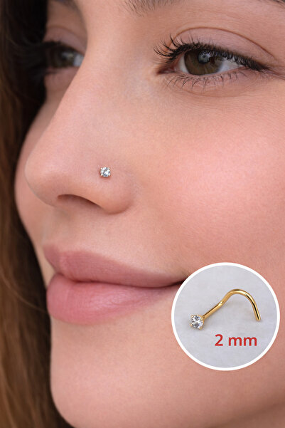 Sacce Scarves&Accessories 316 L Çelik Gold Renkli Tektaş Hızma Burun Piercing...