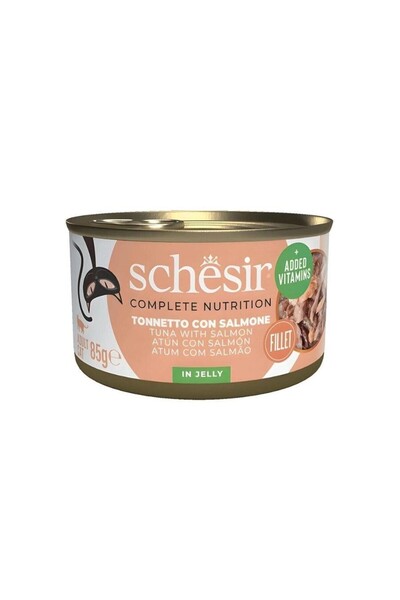 Schesir Jelly Ton Balıklı ve Somonlu Yetişkin Kedi Konservesi 85 Gr