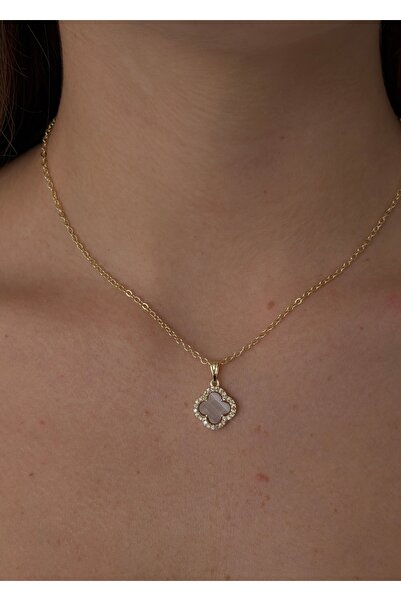 KİLİGİSTANBUL 1.50 cm Single Clover Necklace with Sedefli̇ (40+5 cm)