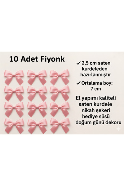 serap çiçekçilik PEMBE SATEN FİYONK KURDELE 10 ADET SATEN KURDELE FİYONK.
