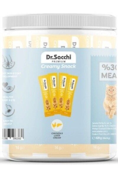 Dr. Sacchi Dr.Sacchi Creamy Sıvı Tavuklu Ciğerli Kedi Ödülü 30 Adet