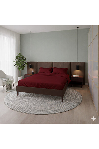 Zarif Home Еластична простирадло Ranforce для двоспального ліжка - бордовий