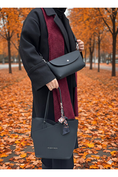 Just Polo JP Geantă neagră originală Just Polo cu detaliu eșarfă, cu două fun...