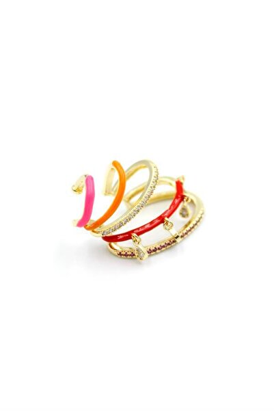 GARENTAS Multi Ring Cartilage Earring - Red