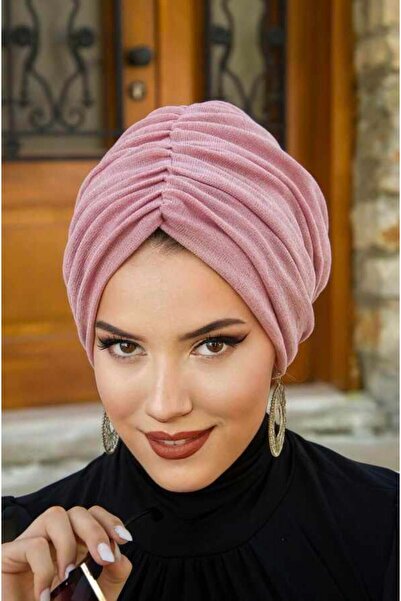 Aişe tesettür Boneta adunată gata de trandafir uscat