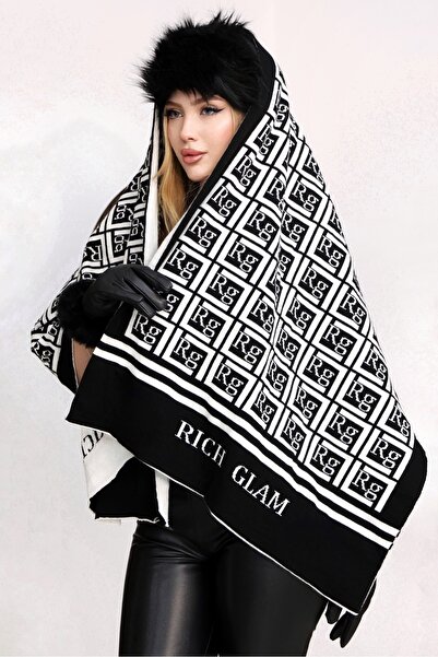 RICH GLAM Tri̇ko Reversible Premium Cotton Patterned Shawl