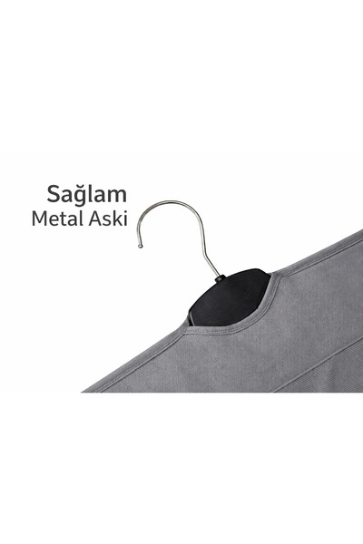 she berrak 8 CEPLİ Antrasit Kumaş Askılı Dolap İçi Çanta Organizer