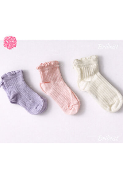 BRIDEIST WEDDING CO Baby Girl Socks with Ruffles, Pastel Color Cotton Socks, ...