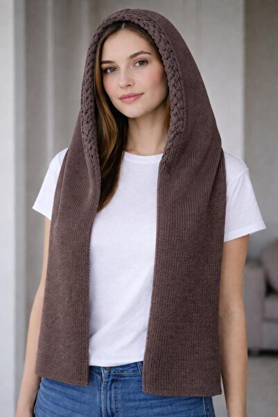 kuru Eșarfă tricotată cu glugă pentru femei – Eșarfă cu glugă și șal / Utiliz...